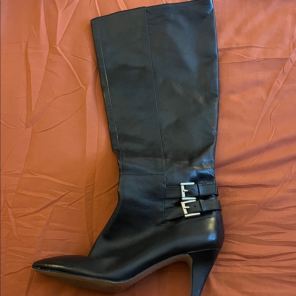 Nine West Black Heeled Boots with Buckle Detail - Picture 1 of 7